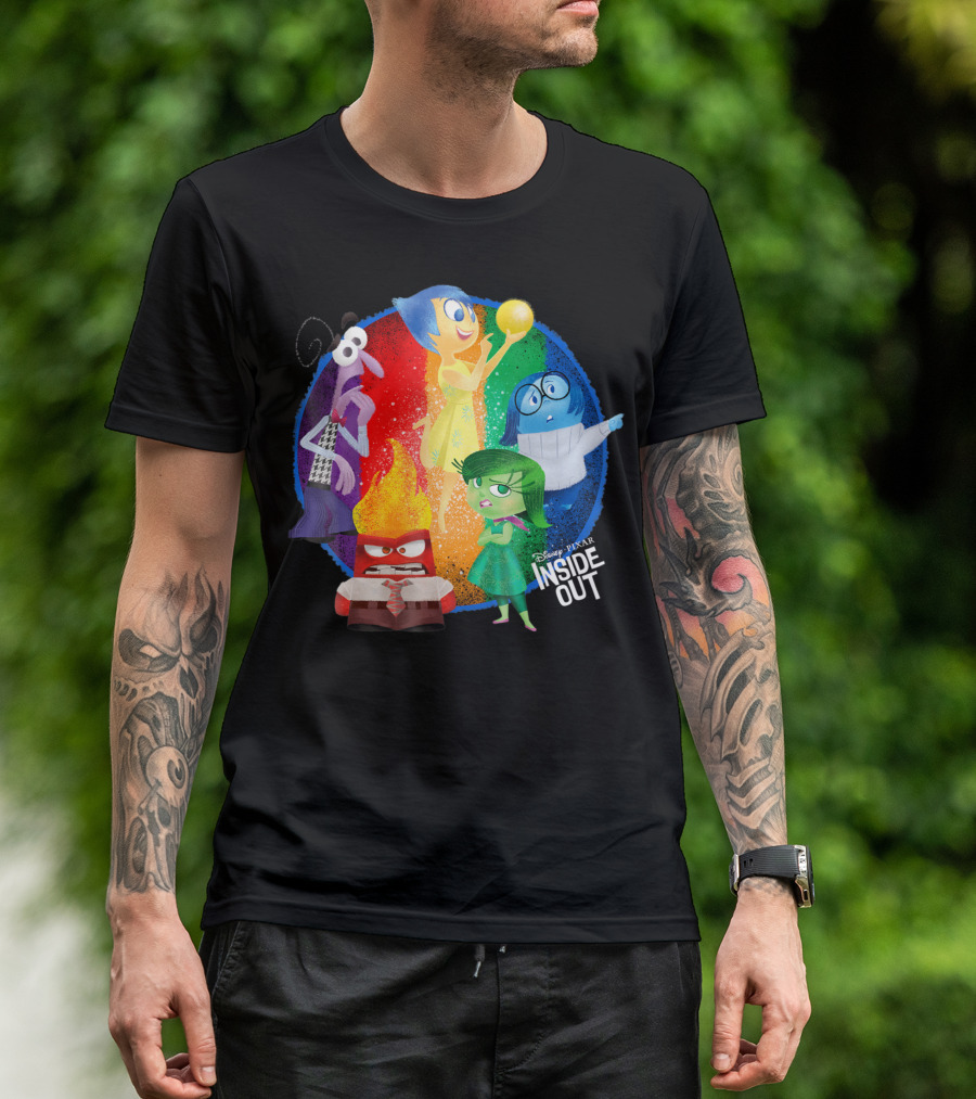 Disney Pixar Inside Out Colorful Characters Joy Anger Sadness Disgust Fear Circle T-Shirt