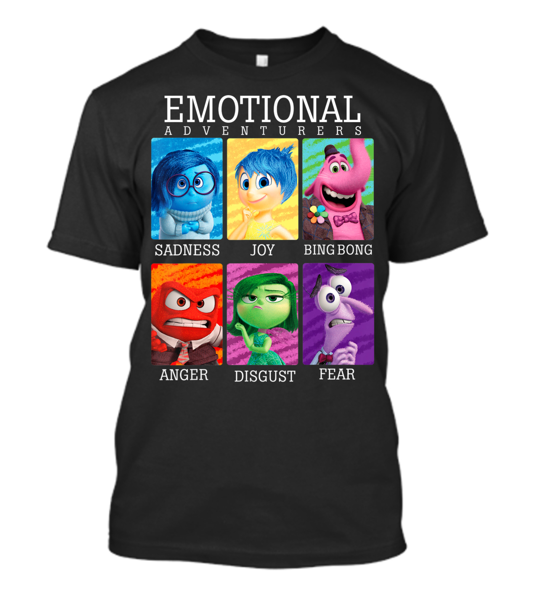 Inside Out Emotional Adventurers Sadness Joy Bing Bong Anger Disgust Fear T-Shirt