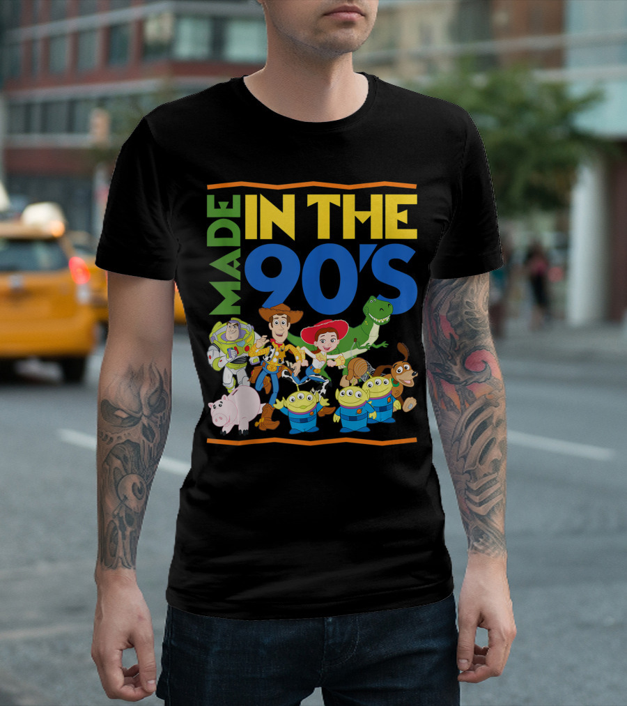 Disney Pixar Toy Story Characters Made In The 90s Buzz Woody Jessie Rex Slinky Hamm Aliens T-Shirt