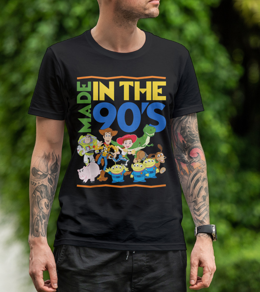 Disney Pixar Toy Story Characters Made In The 90s Buzz Woody Jessie Rex Slinky Hamm Aliens T-Shirt