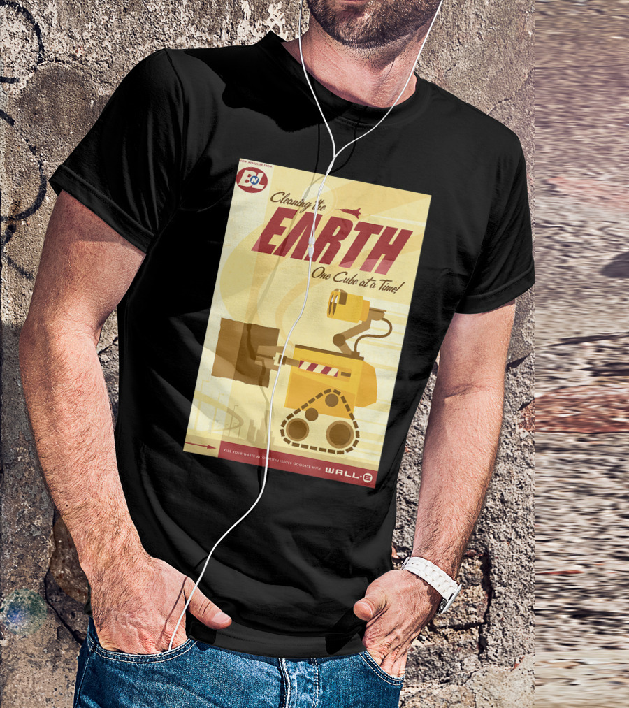 Cleaning The Earth One Cube At A Time Wall-E Pixar Disney Waste Allocation Loader Earth-Class T-Shirt