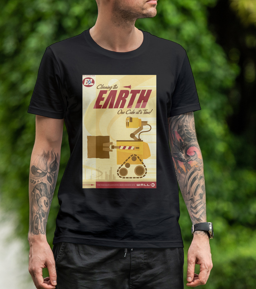 Cleaning The Earth One Cube At A Time Wall-E Pixar Disney Waste Allocation Loader Earth-Class T-Shirt