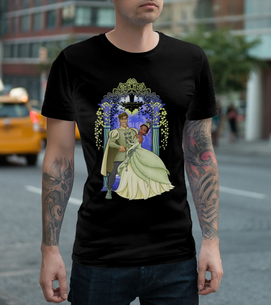 Disney Princess Tiana and Prince Naveen Archway Dance Scene T-Shirt