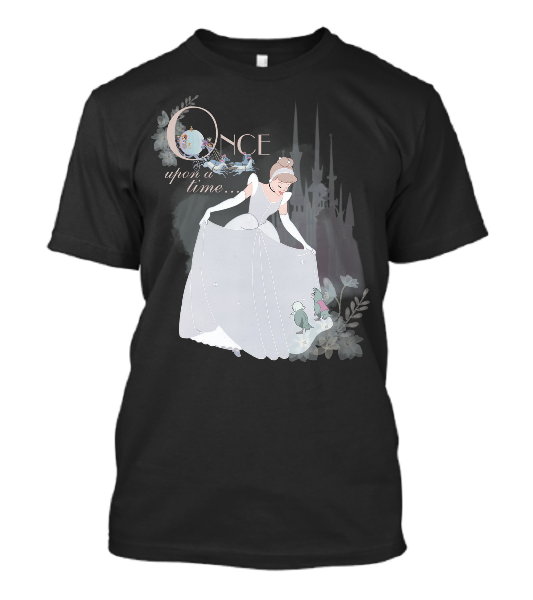 Disney Princess Cinderella Vintage Once Upon A Time Cinderella's Castle Enchanted Carriage And Mice T-Shirt