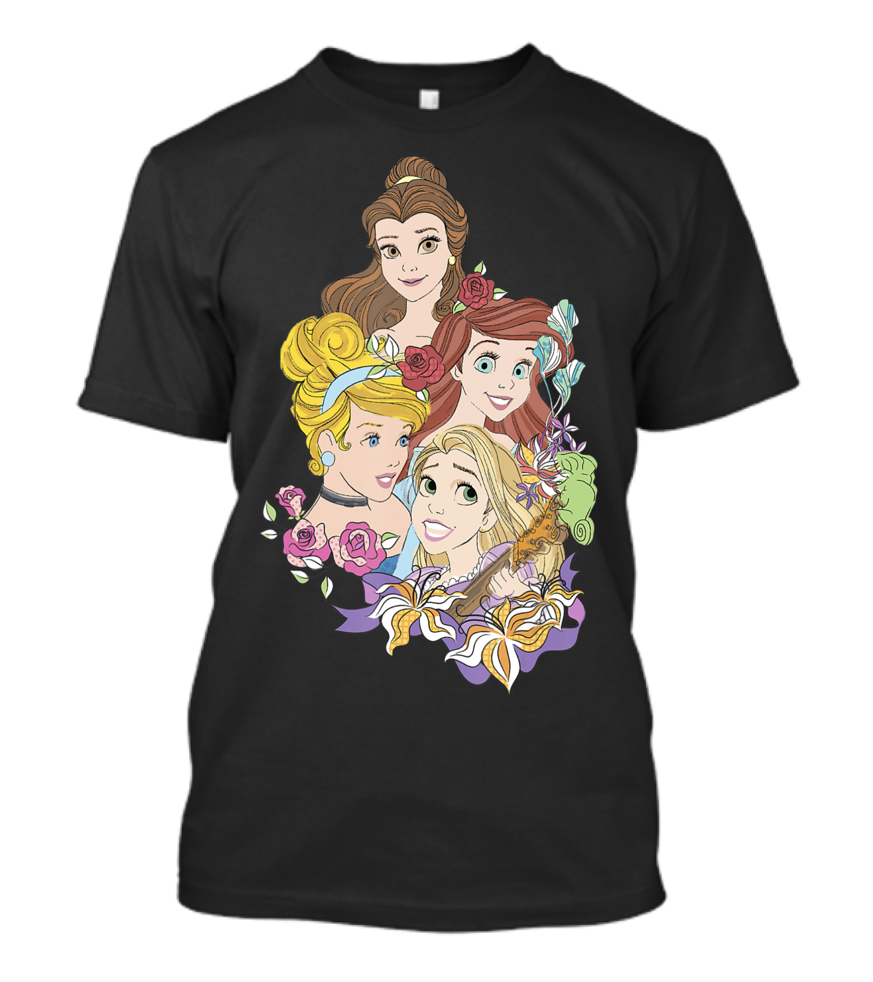 Disney Princess Belle Cinderella Ariel Rapunzel Floral T-Shirt