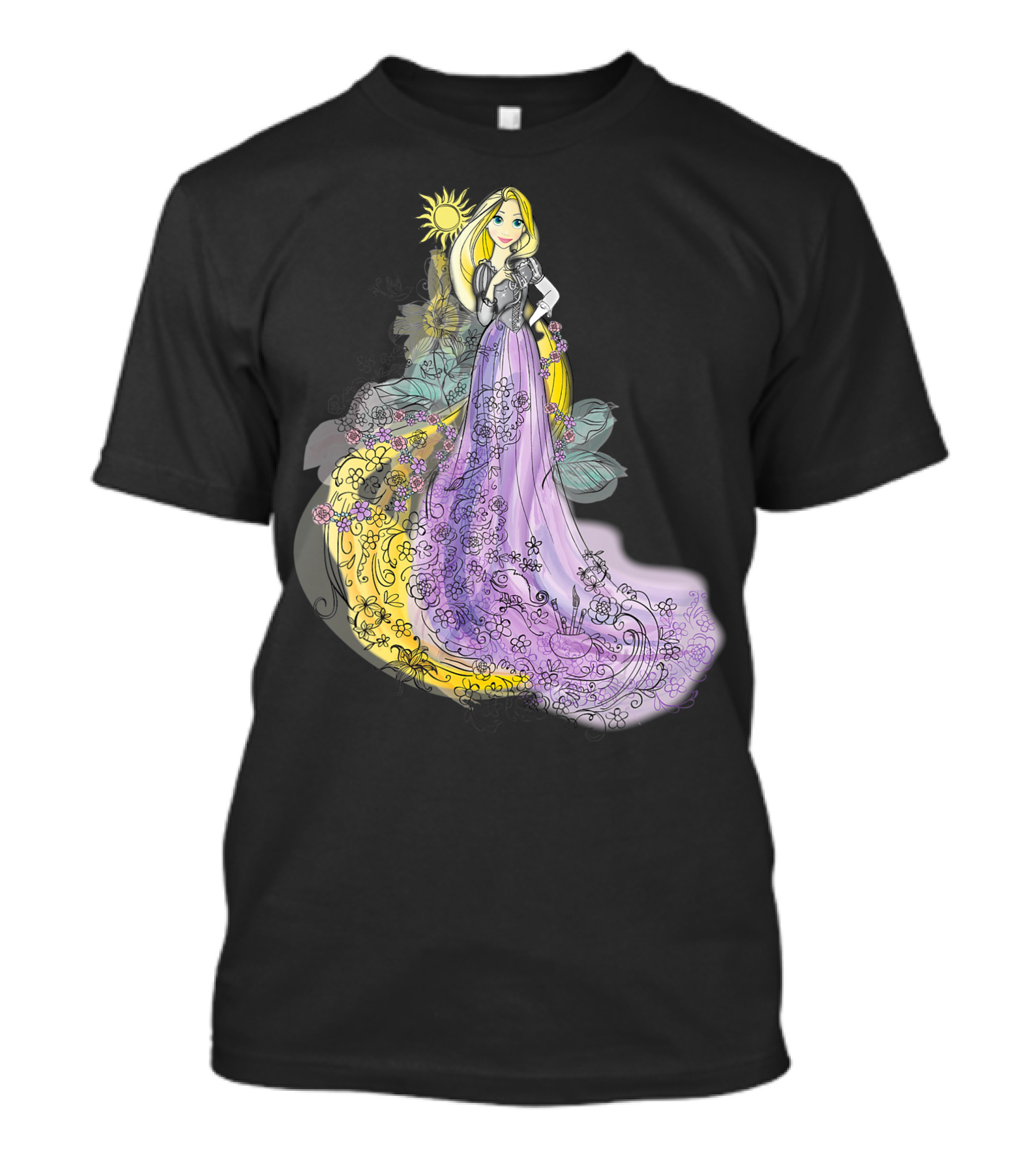 Disney Rapunzel Watercolor Sunflower Blossom Elegance T-Shirt
