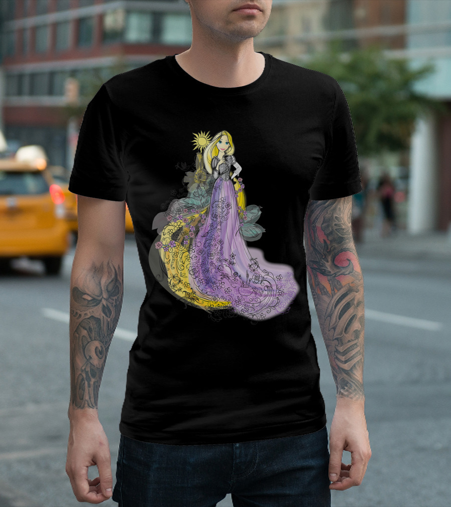 Disney Rapunzel Watercolor Sunflower Blossom Elegance T-Shirt