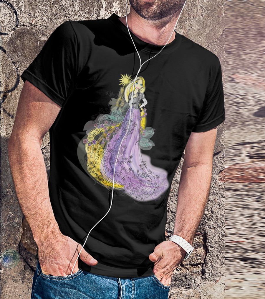 Disney Rapunzel Watercolor Sunflower Blossom Elegance T-Shirt