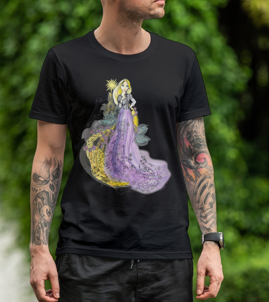 Disney Rapunzel Watercolor Sunflower Blossom Elegance T-Shirt