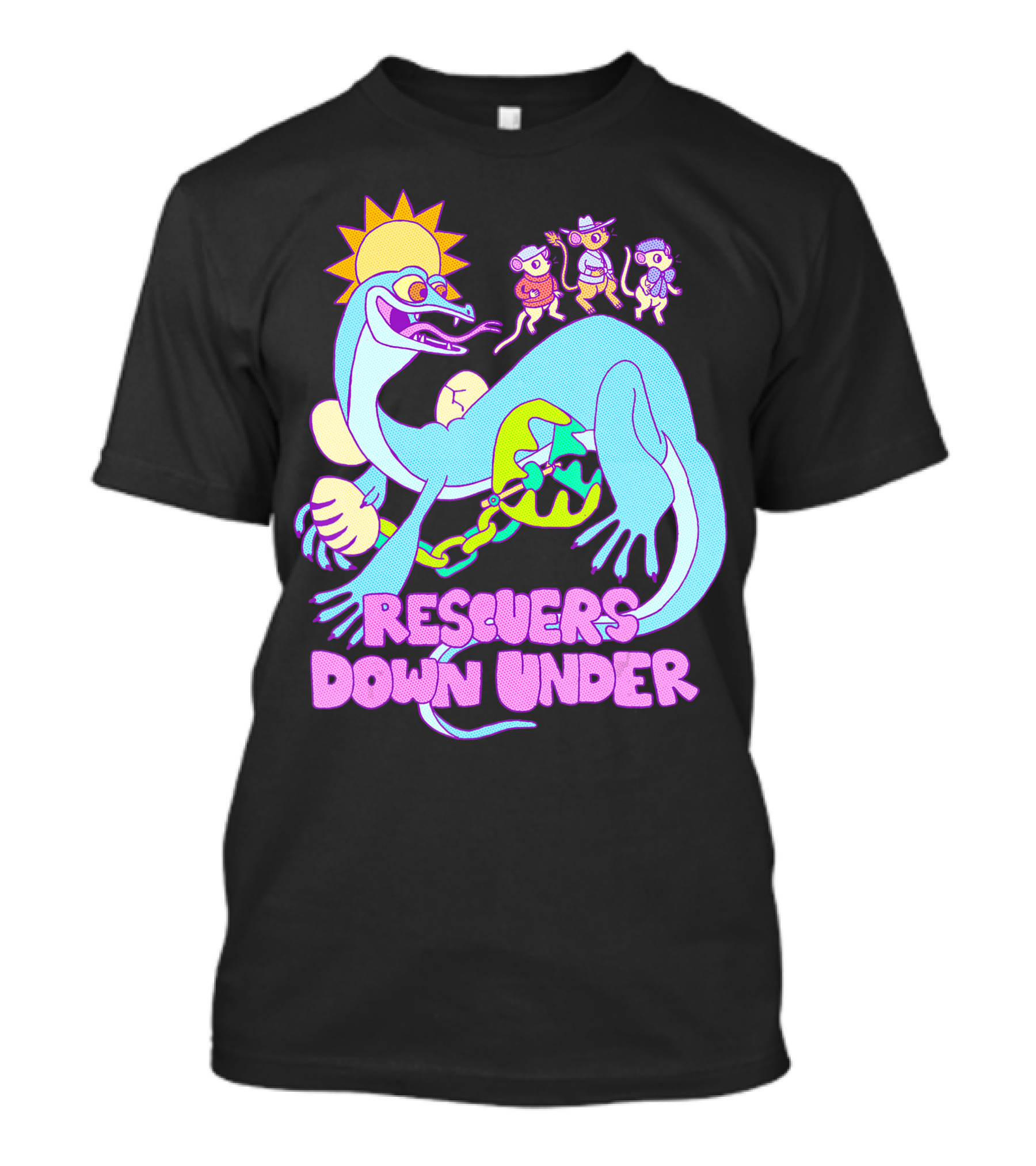 Rescuers Down Under Joanna Stealing Chained Egg Under Sun With Characters T-Shirt