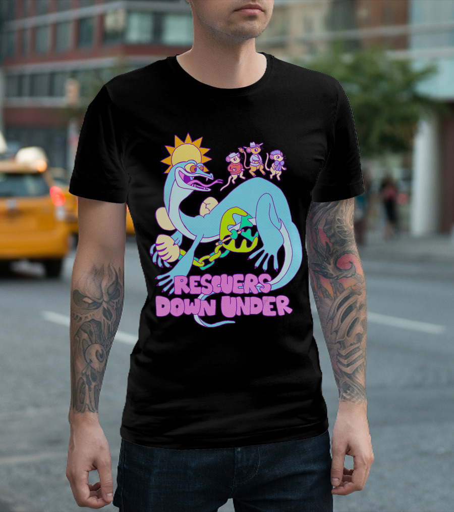 Rescuers Down Under Joanna Stealing Chained Egg Under Sun With Characters T-Shirt