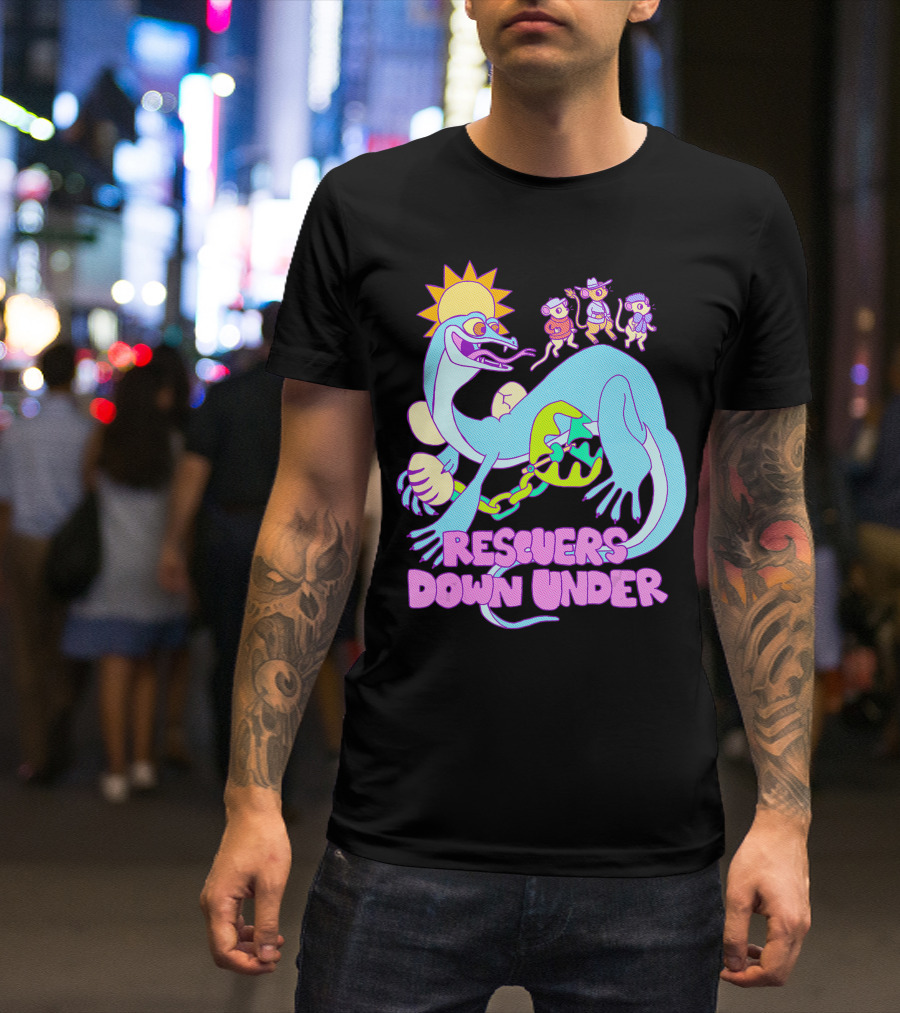 Rescuers Down Under Joanna Stealing Chained Egg Under Sun With Characters T-Shirt