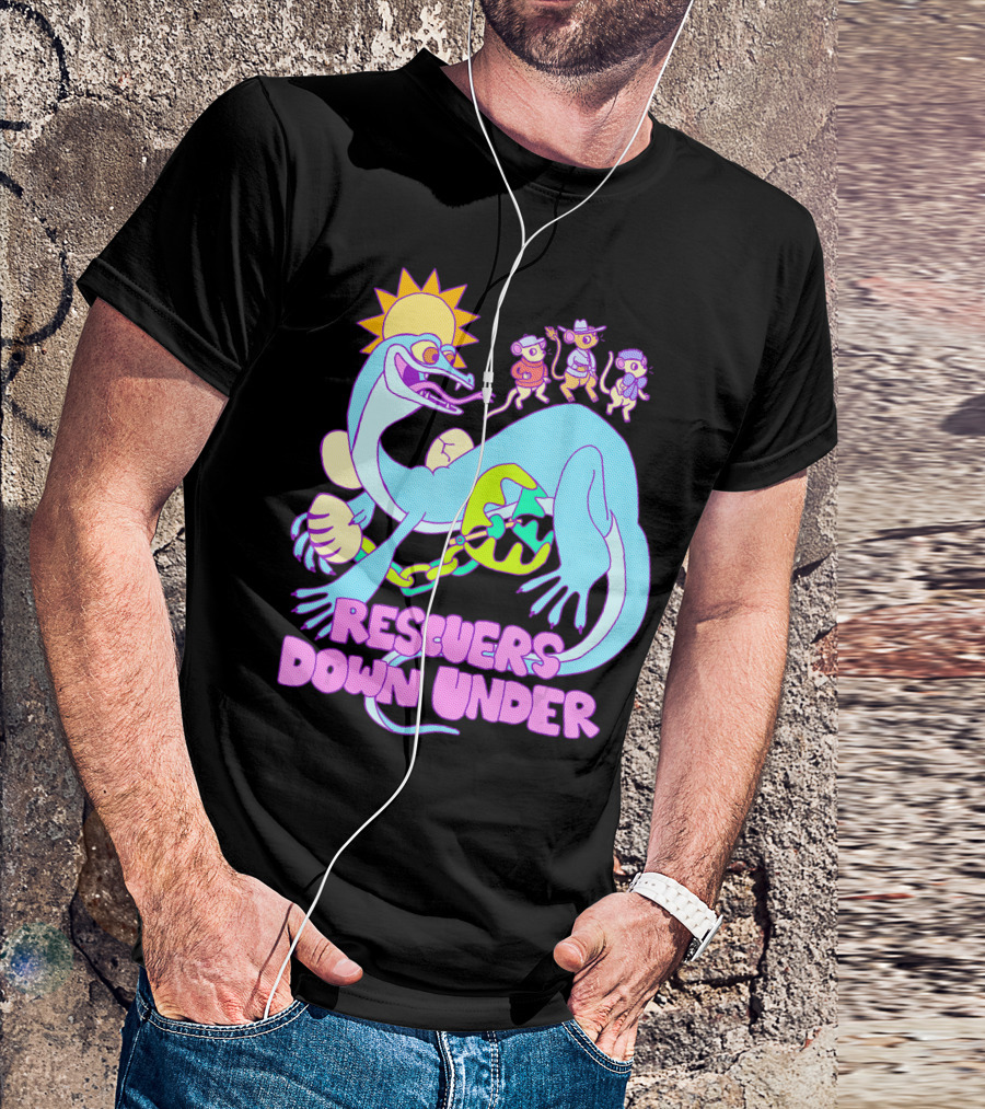 Rescuers Down Under Joanna Stealing Chained Egg Under Sun With Characters T-Shirt
