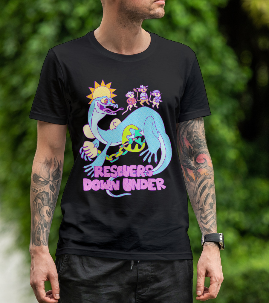 Rescuers Down Under Joanna Stealing Chained Egg Under Sun With Characters T-Shirt