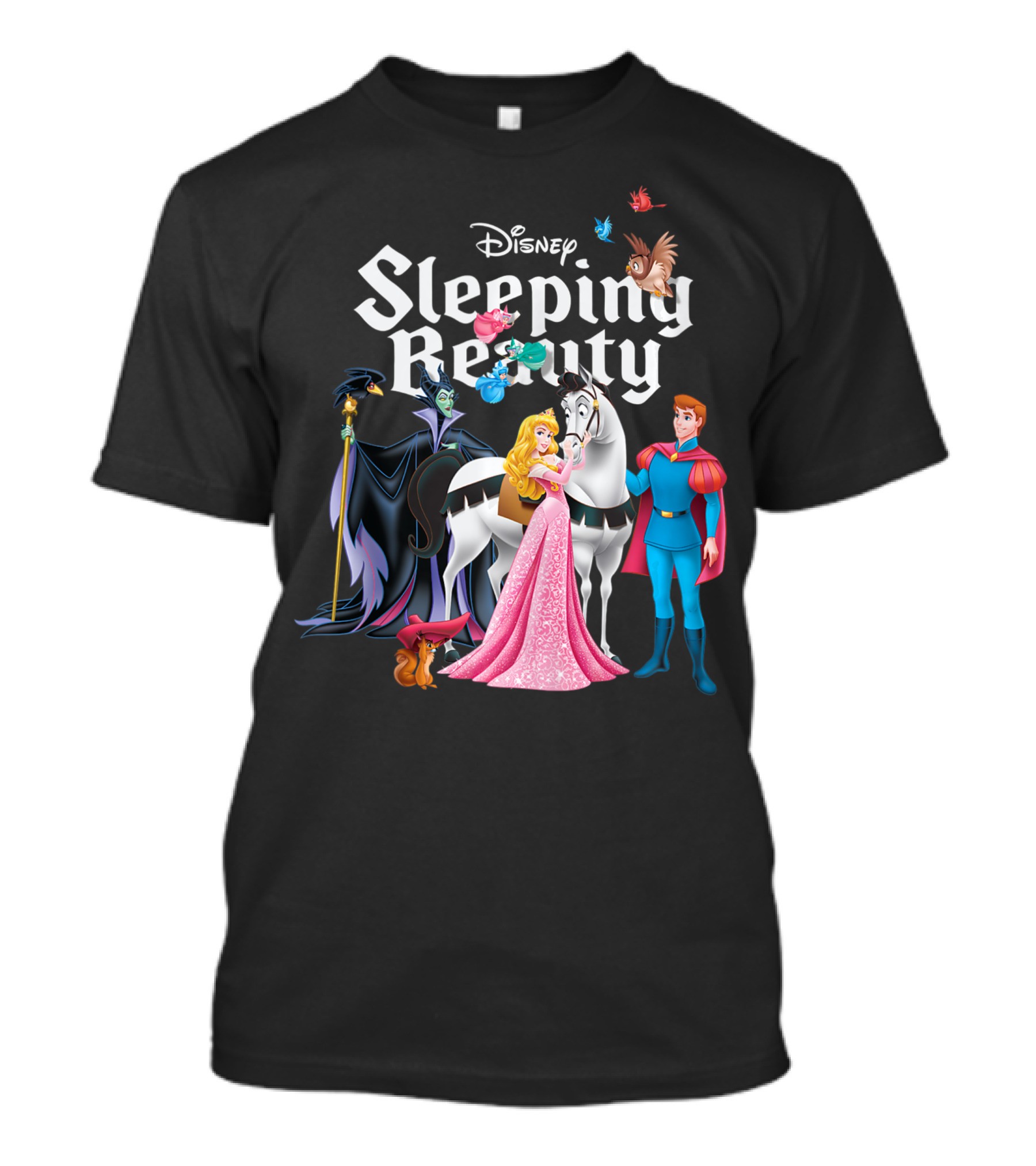 Disney Sleeping Beauty Aurora Maleficent Prince Phillip Forest Friends T-Shirt