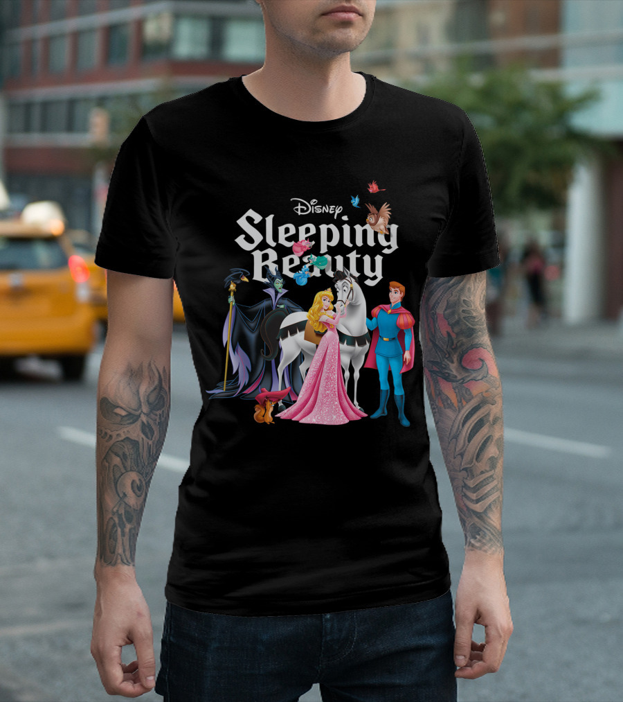 Disney Sleeping Beauty Aurora Maleficent Prince Phillip Forest Friends T-Shirt