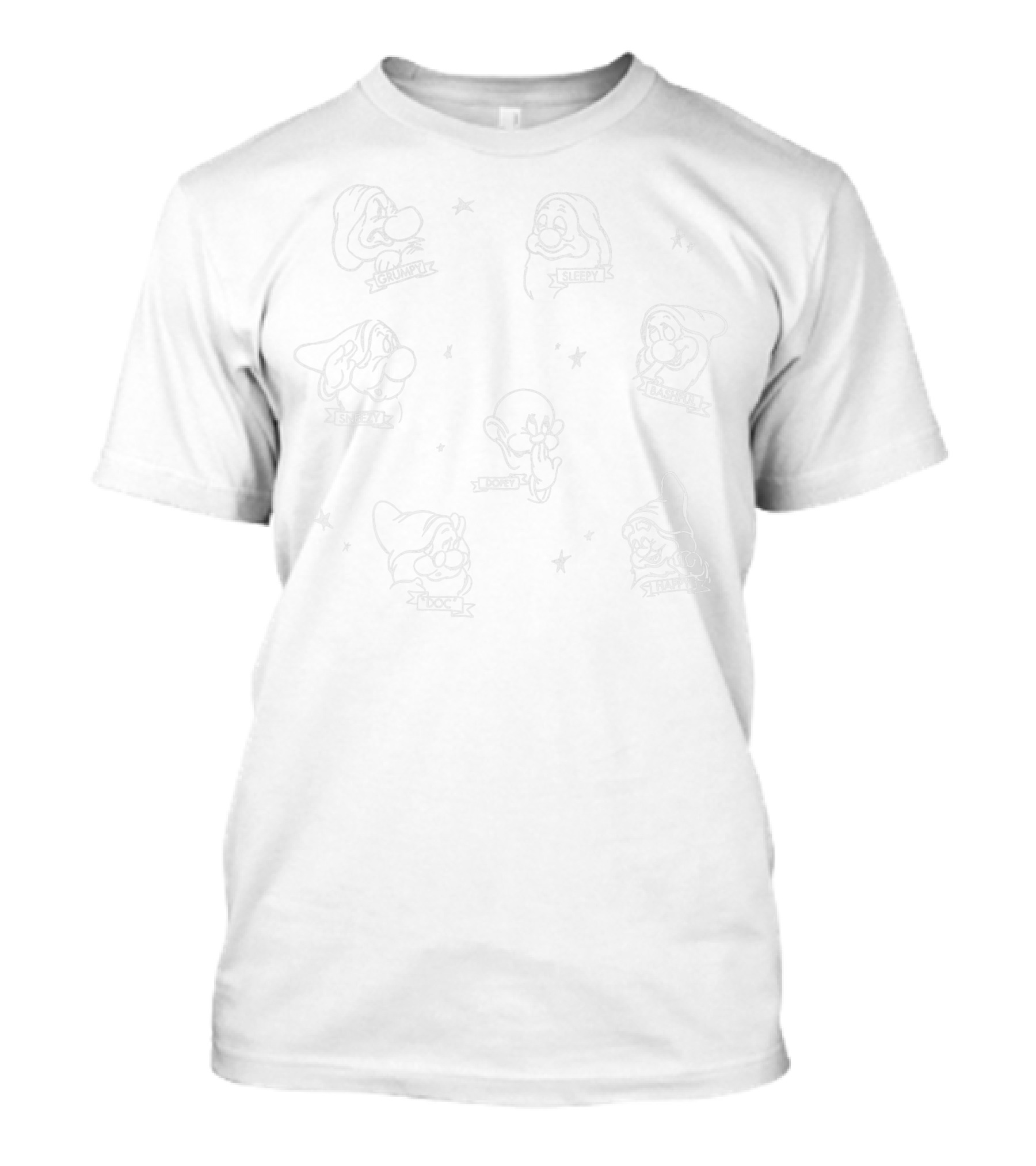 Disney Seven Dwarfs Grumpy Sleepy Sneezy Dopey Bashful Doc Happy Stars T-Shirt