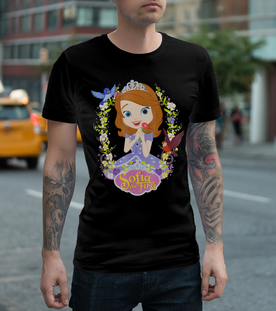 Sofia The First Floral Tiara and Birds Frame T-Shirt