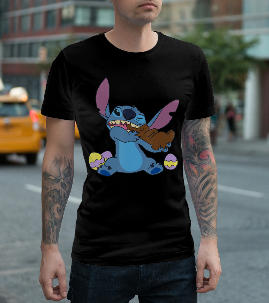 Disney Stitch Chocolate Bunny Easter Eggs T-Shirt