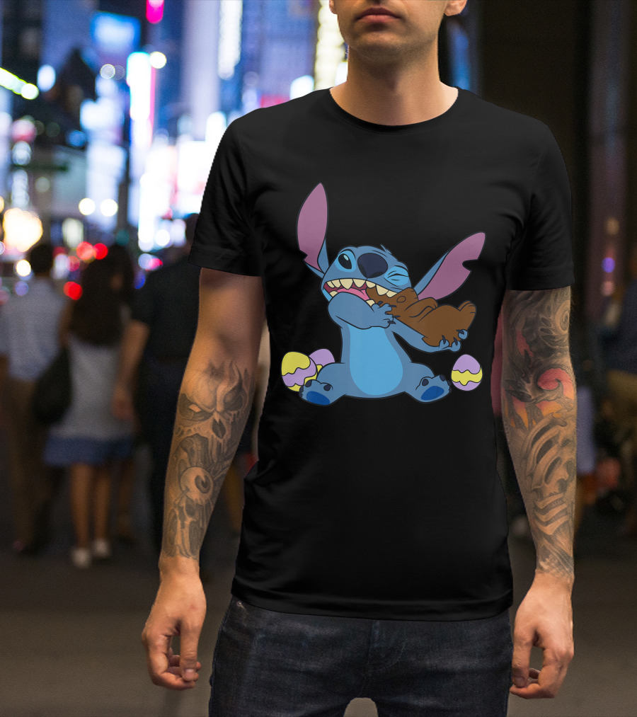 Disney Stitch Chocolate Bunny Easter Eggs T-Shirt