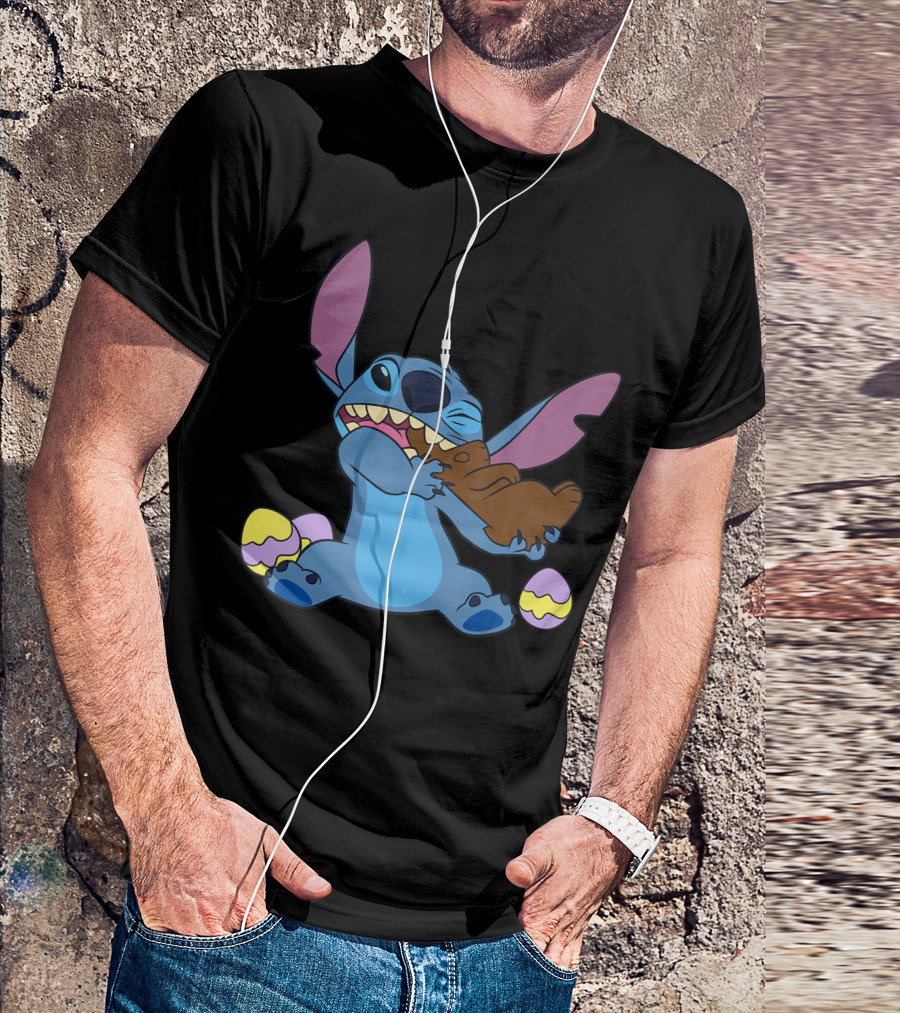 Disney Stitch Chocolate Bunny Easter Eggs T-Shirt