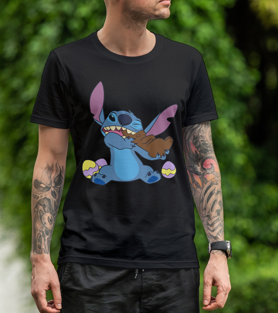 Disney Stitch Chocolate Bunny Easter Eggs T-Shirt