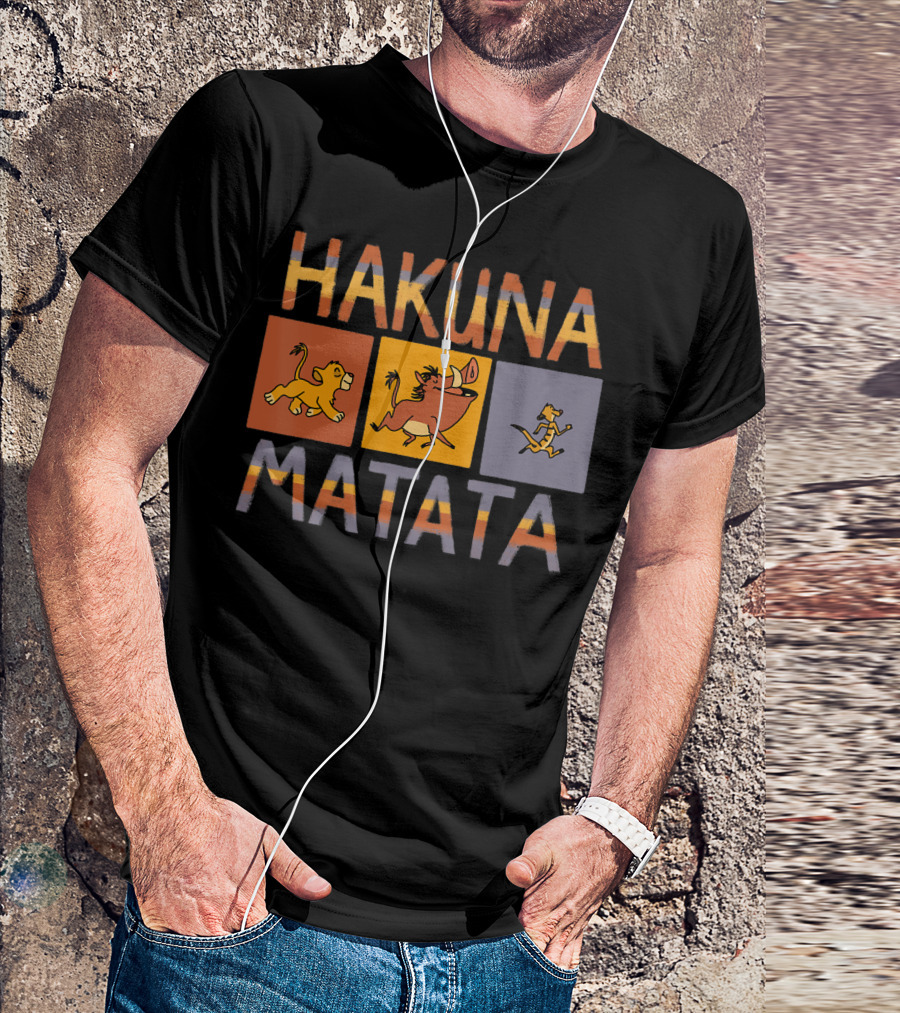 Disney The Lion King Hakuna Matata Simba Pumbaa Timon Solid Blocks T-Shirt