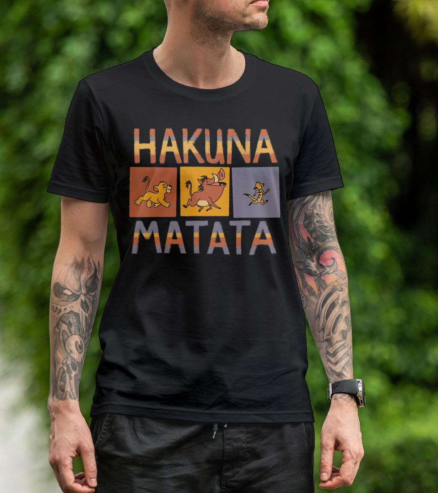 Disney The Lion King Hakuna Matata Simba Pumbaa Timon Solid Blocks T-Shirt