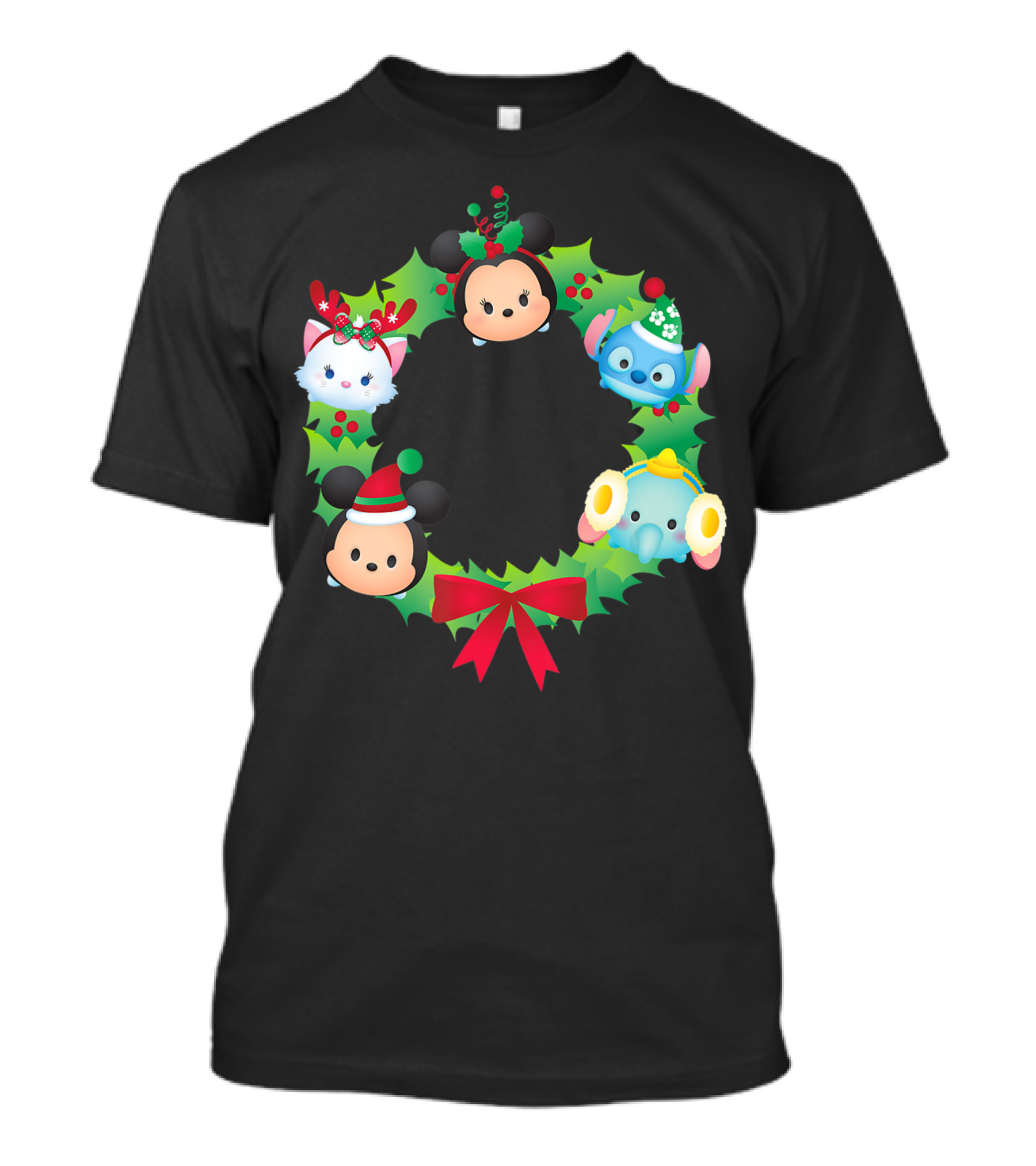 Disney Tsum Tsum Holiday Wreath With Mickey And Friends T-Shirt