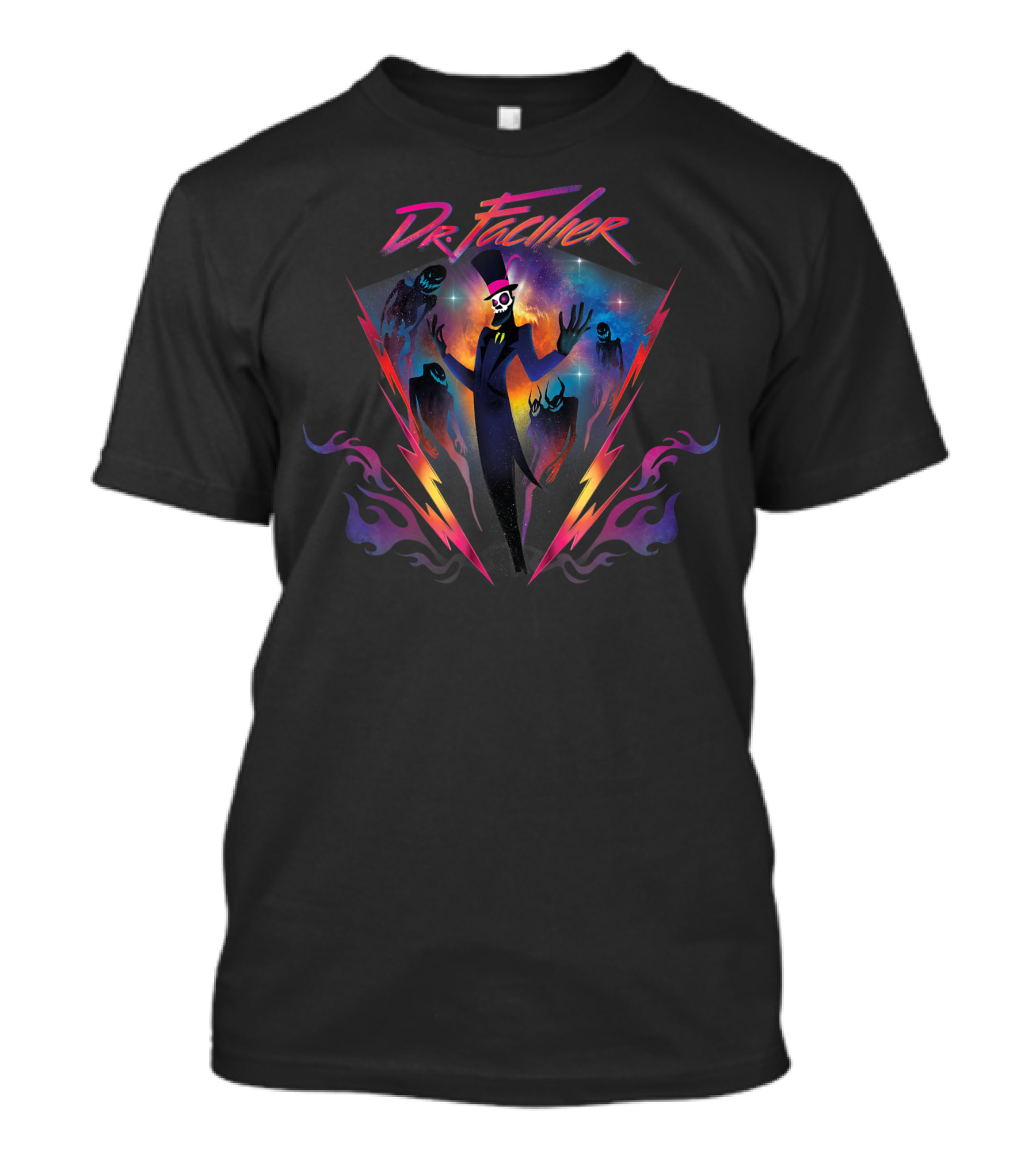Disney Villains Dr Facilier Neon 90s Rock Band T-Shirt