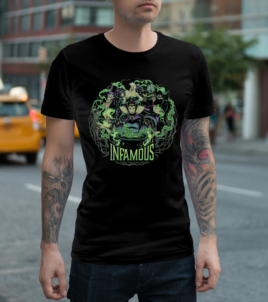 Disney Villains Infamous Group with Evil Cauldron and Green Smoke T-Shirt
