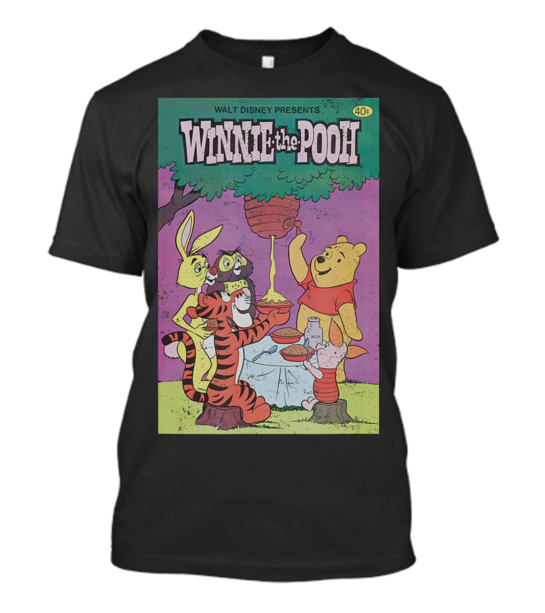 Walt Disney Presents Winnie The Pooh Vintage Comic Cover Piglet Tigger Eeyore Rabbit T-Shirt