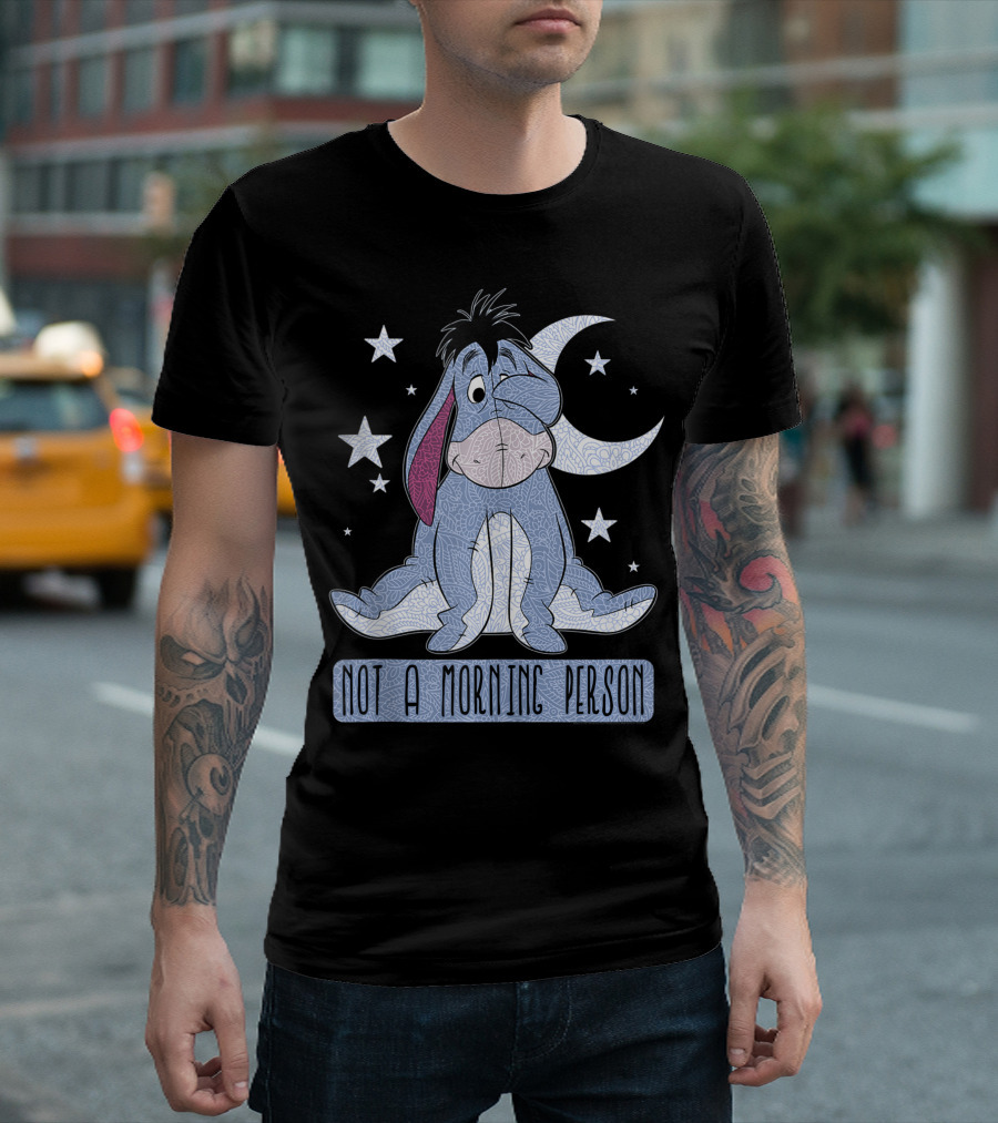 Disney Winnie The Pooh Eeyore Not A Morning Person Stars and Moon T-Shirt