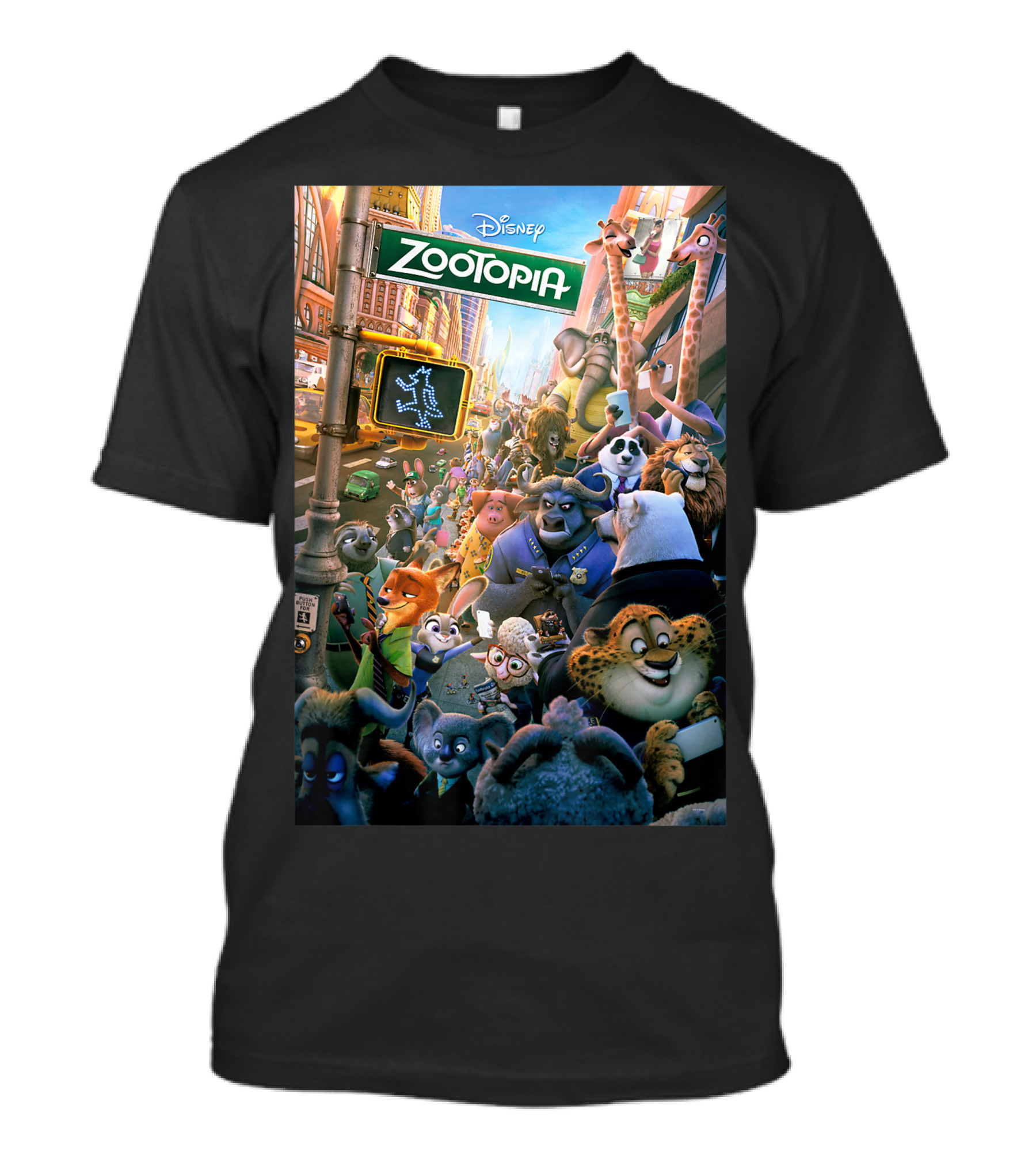 Disney Zootopia Animated Movie Characters In City Scene T-Shirt