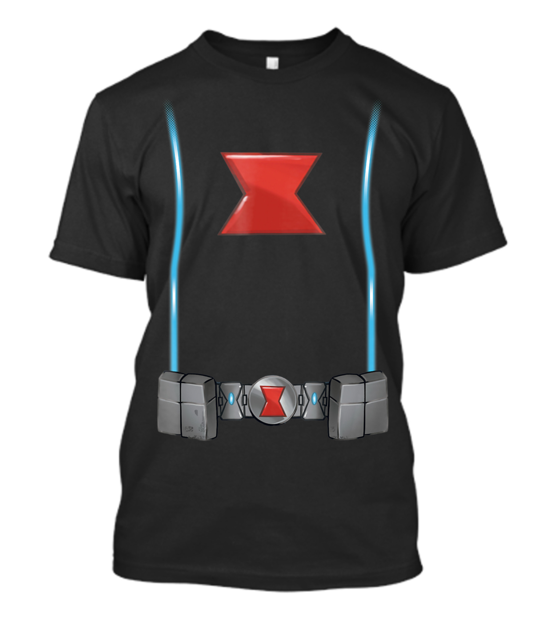 Marvel Avengers Black Widow Suit Icon Red Hourglass Belt T-Shirt