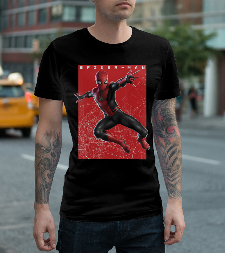 Marvel Spider-Man Far From Home Web Swinging Superhero Action Pose T-Shirt