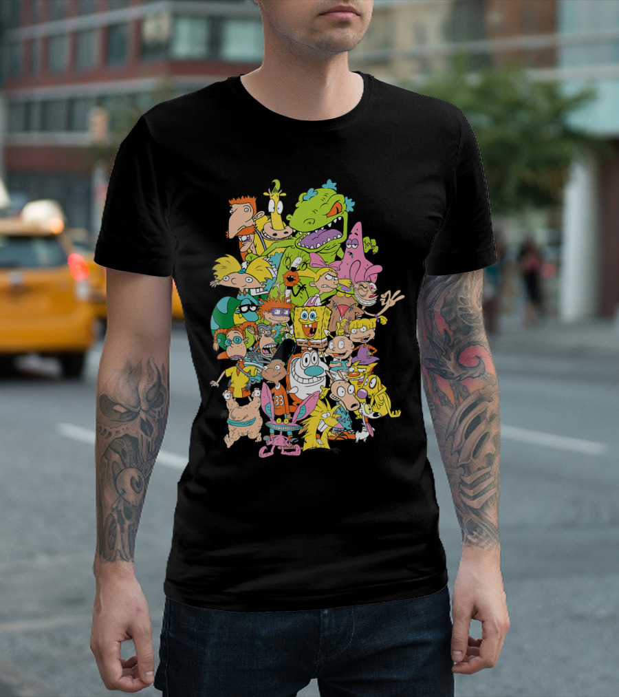 Nickelodeon Complete Nick 90s Throwback Character Compilation Arnold Rugrats Reptar SpongeBob SquarePants CatDog Rocko T-Shirt