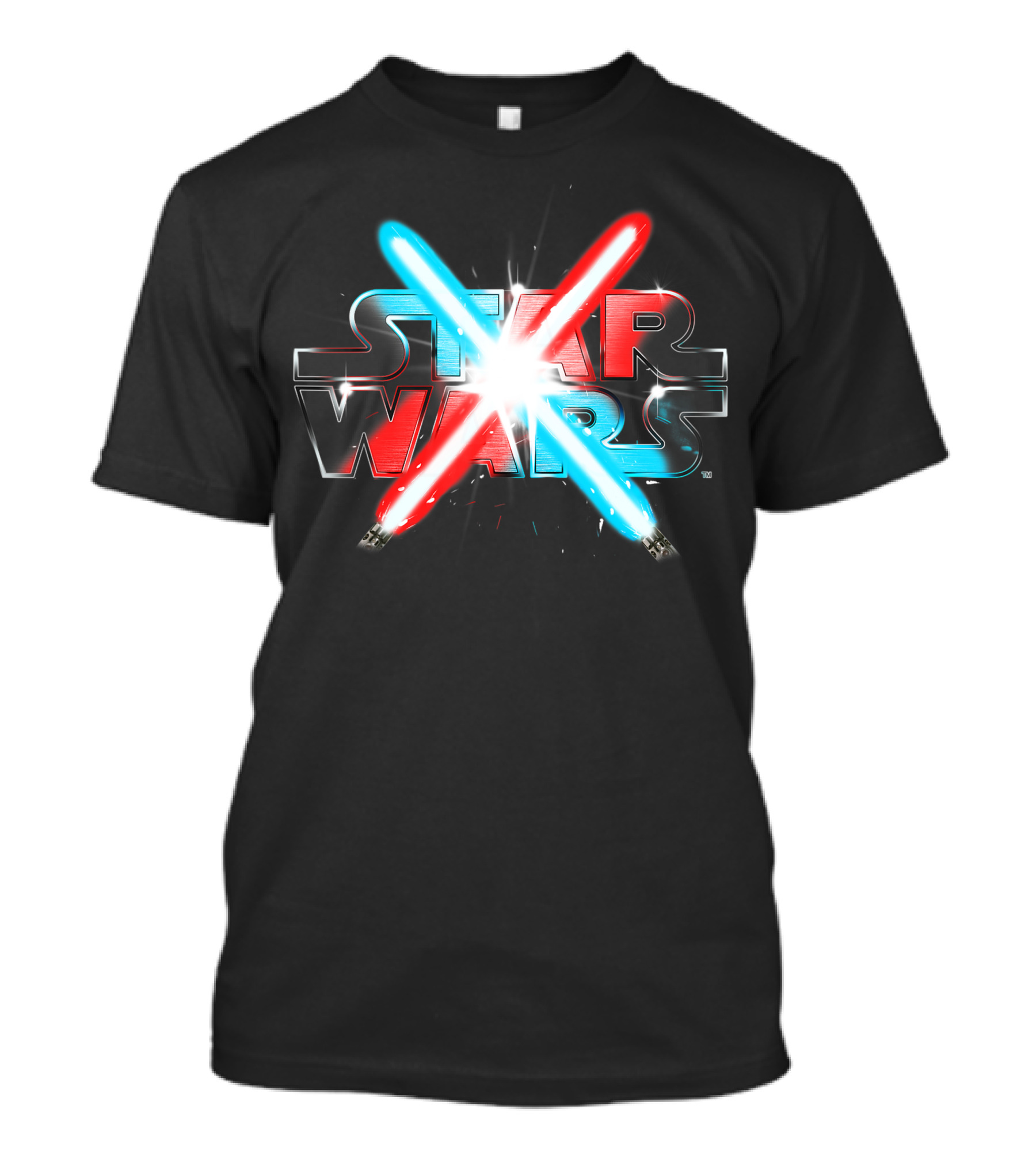 Star Wars Duel With Red And Blue Lightsabers T-Shirt