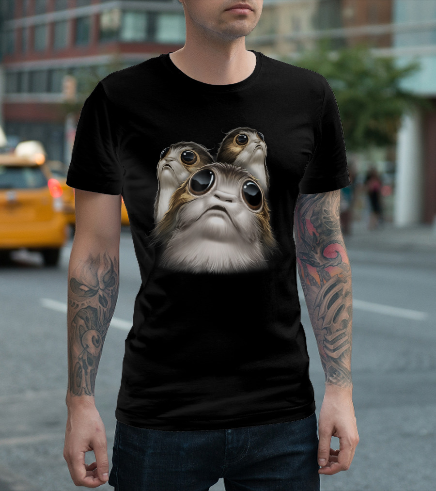 Star Wars Last Jedi Porgs Big Eyes Trio T-Shirt