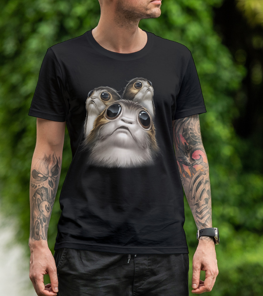 Star Wars Last Jedi Porgs Big Eyes Trio T-Shirt