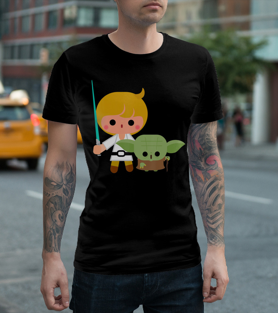 Star Wars Cute Cartoon Luke Yoda Jedi In Training T-Shirt