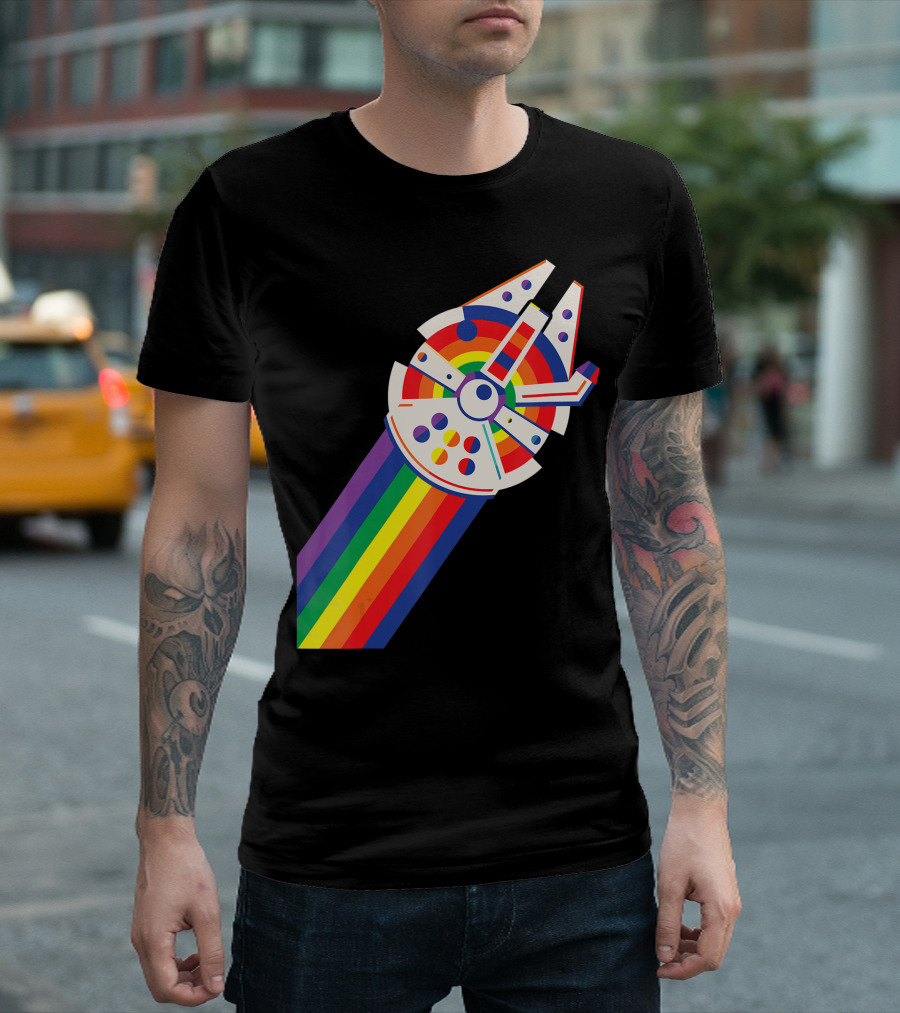 Millennium Falcon Rainbow Star Wars Iconic Spaceship T-Shirt