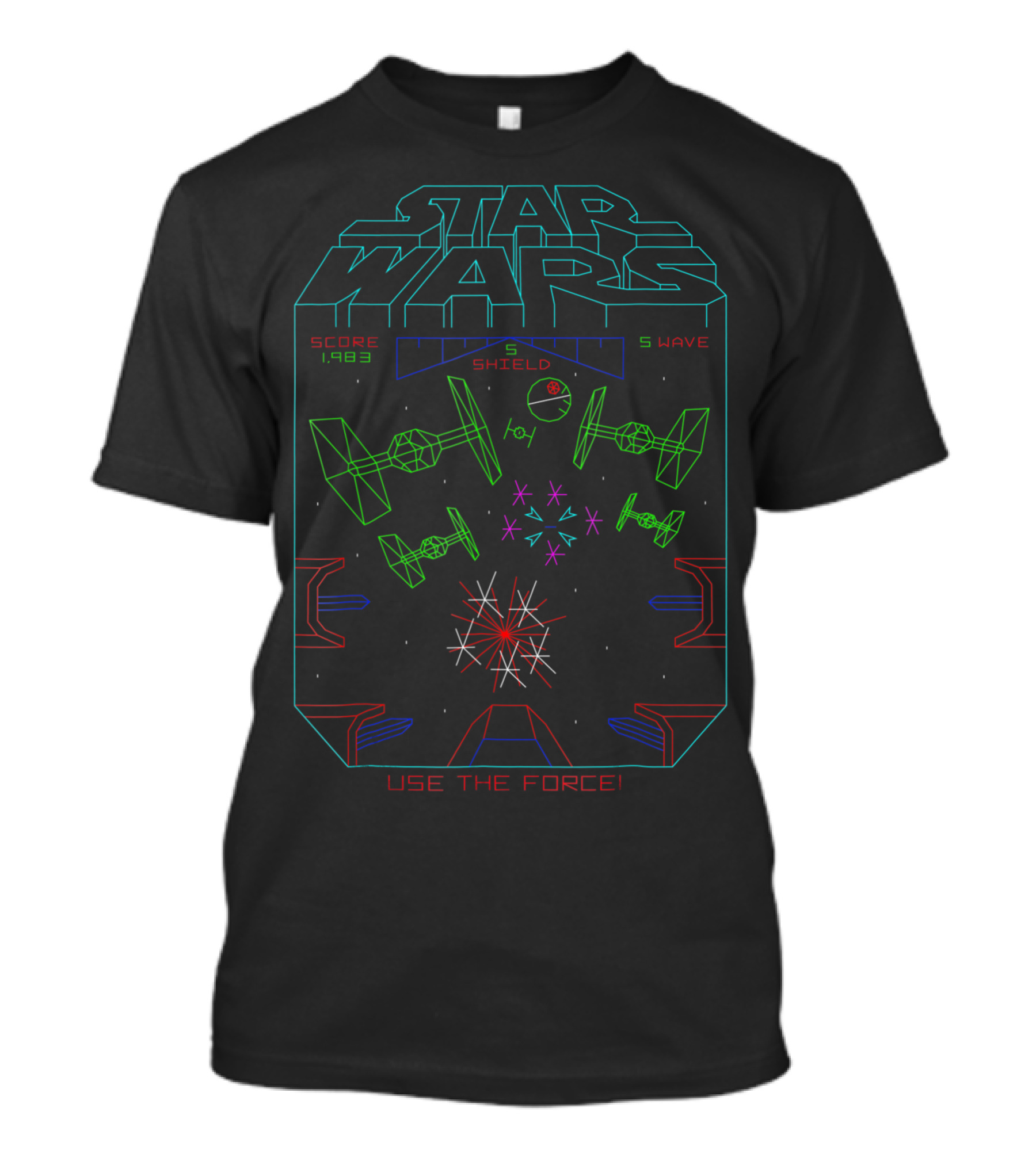 Star Wars Use The Force 1983 Arcade Space Fight Score 5 Shield 5 Wave T-Shirt