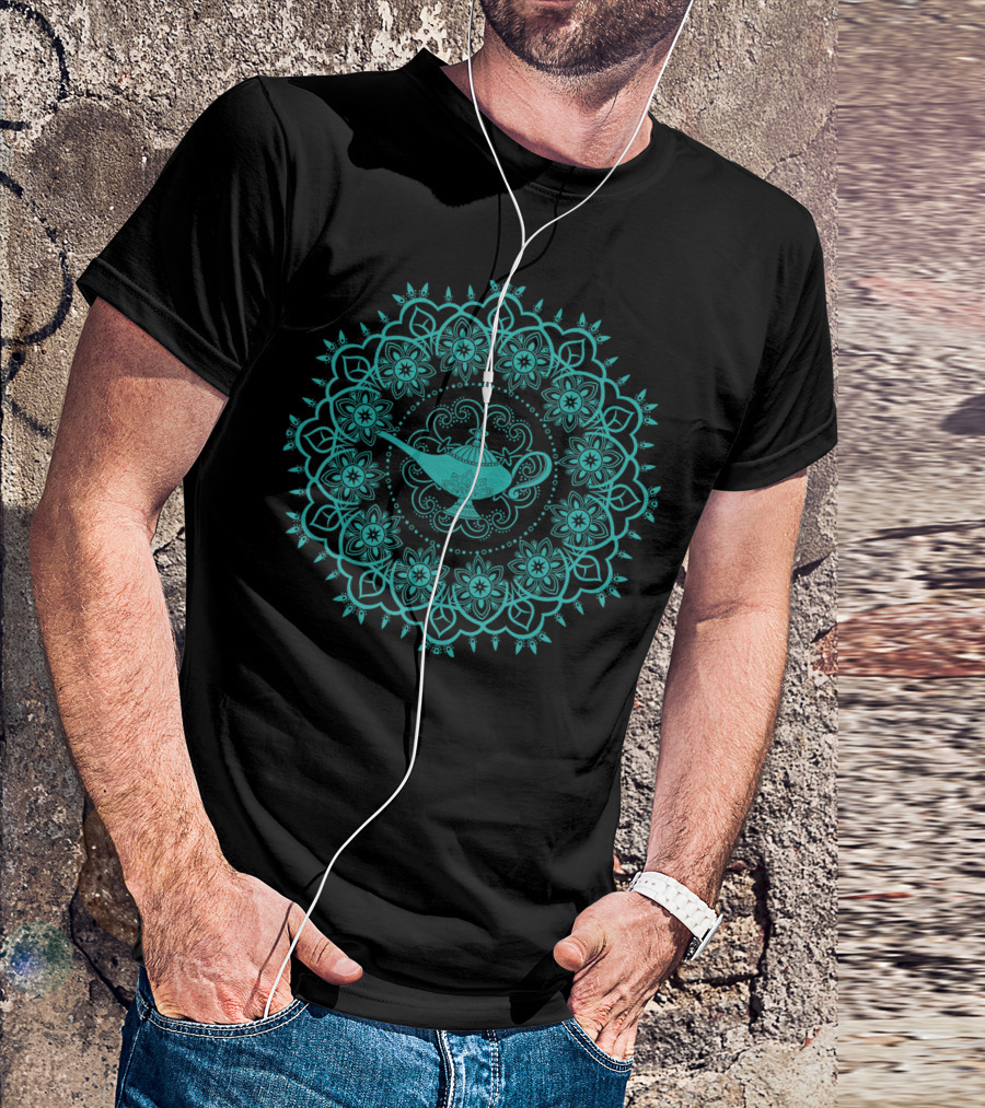 Disney Aladdin Genies Lamp Teal Mandala Floral T-Shirt