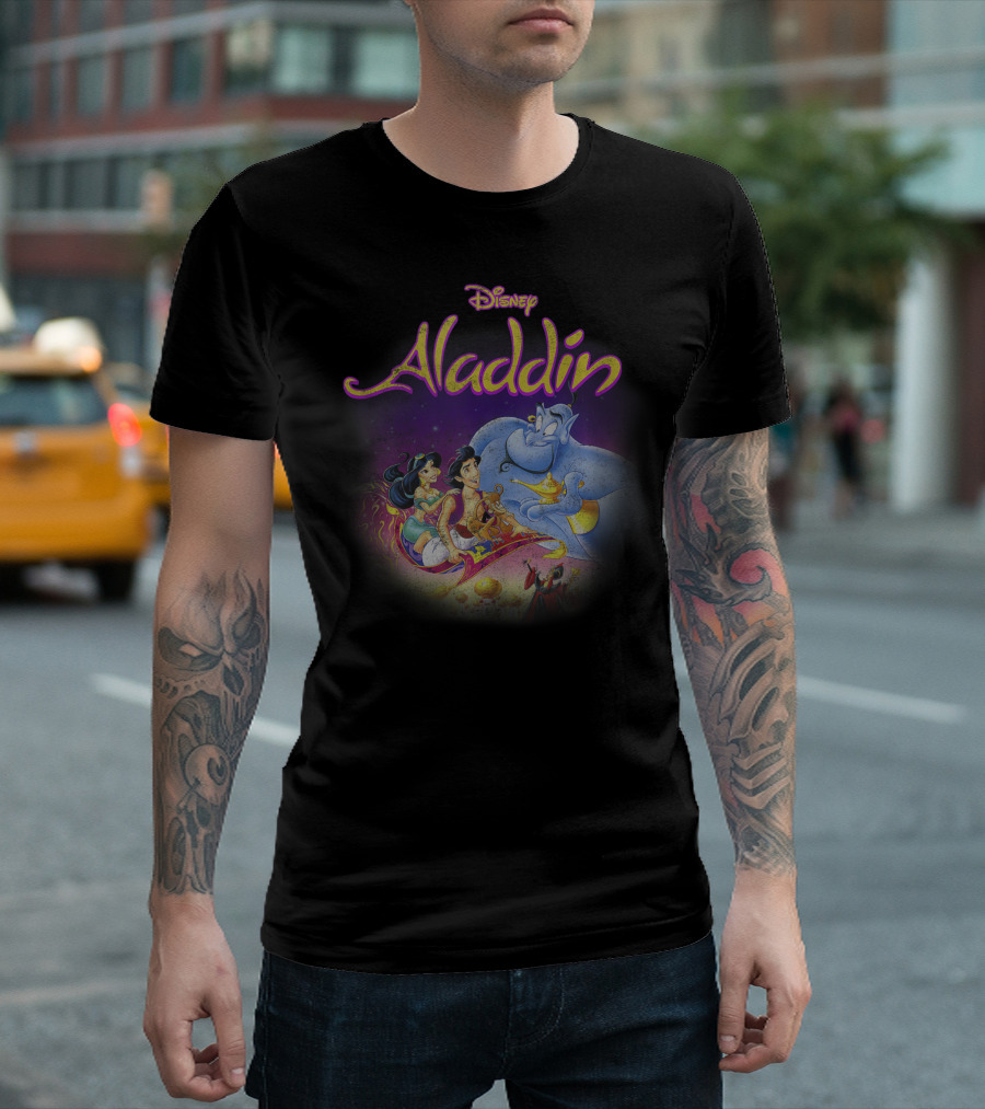 Disney Aladdin Magic Carpet Genie Jasmine Movie Cast T-Shirt