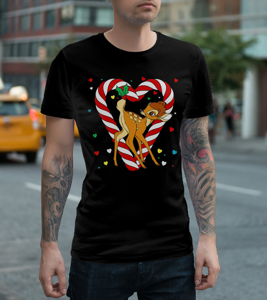 Bambi Candy Cane Heart Disney Ugly Cheer T-Shirt