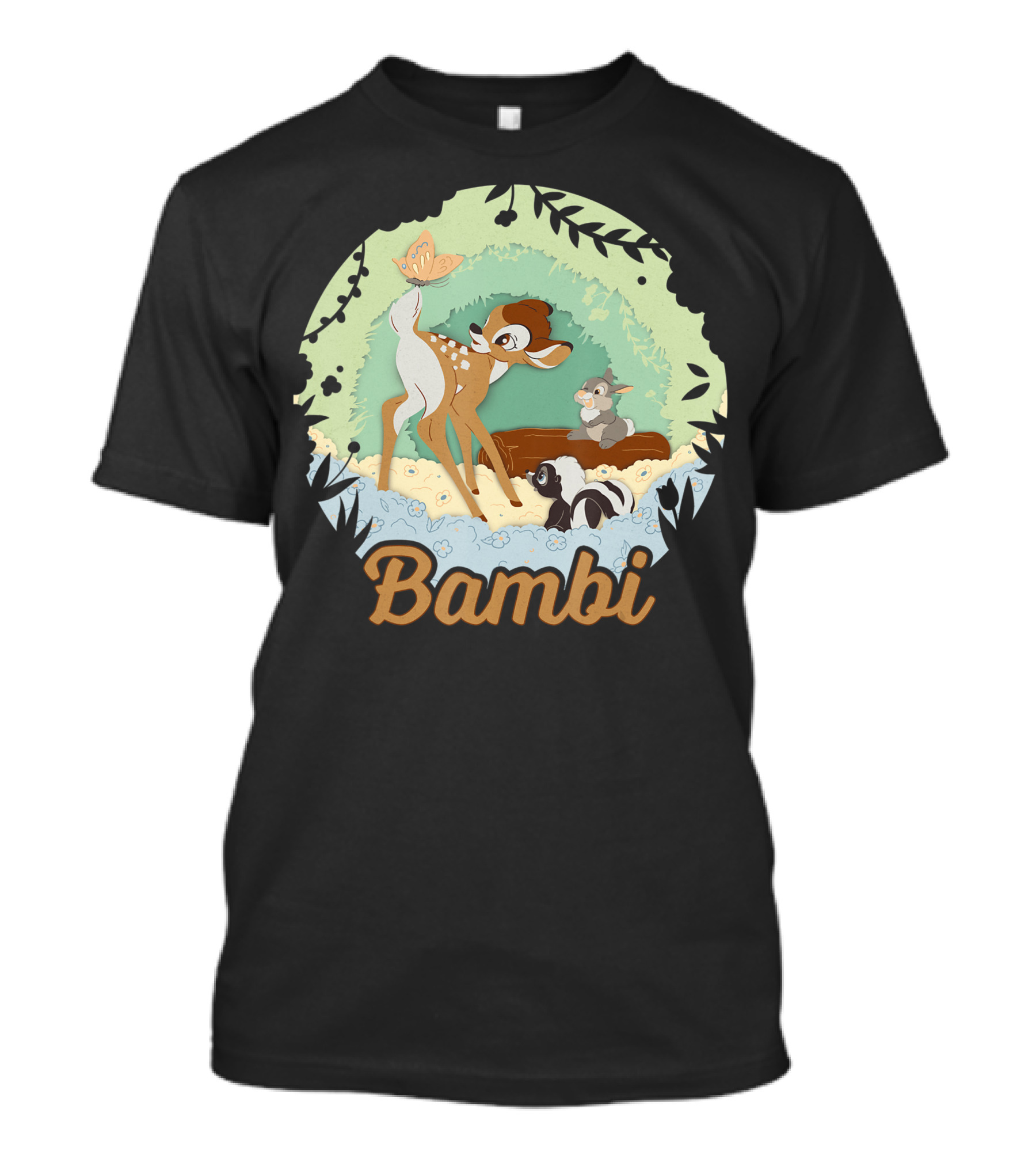 Disney Bambi Thumper Flower Butterfly Nature Scene T-Shirt