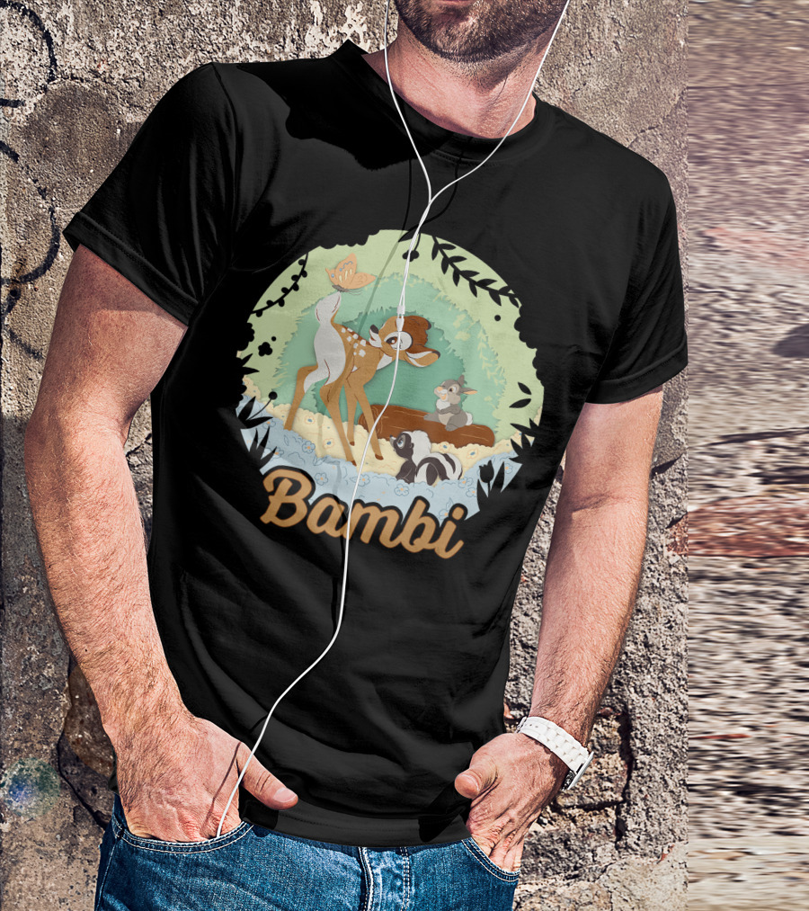 Disney Bambi Thumper Flower Butterfly Nature Scene T-Shirt