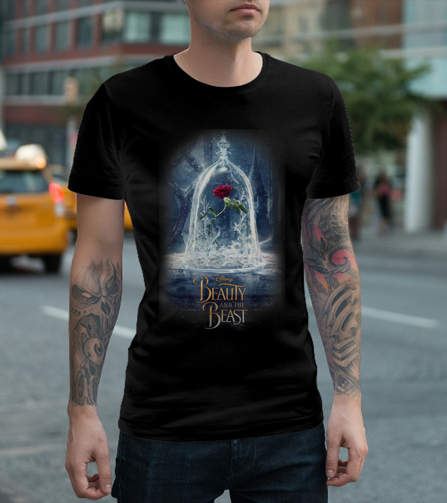Disney Beauty And The Beast Enchanted Glass Rose Under Dome T-Shirt