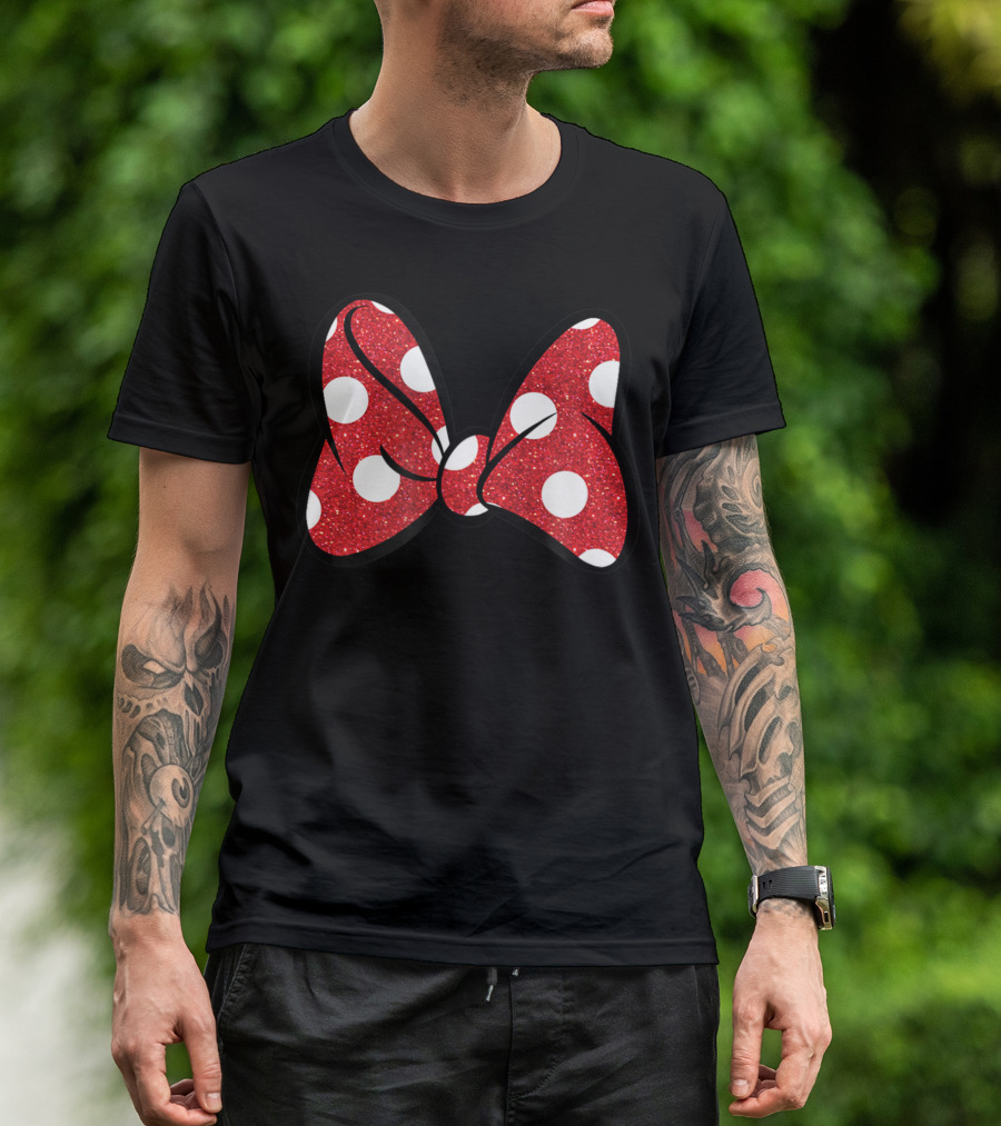 Disney Minnie Mouse Red Glitter Polka Dot Bow T-Shirt